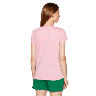 T-shirt da donna rosa firmata Saint Barth su modella vista retro