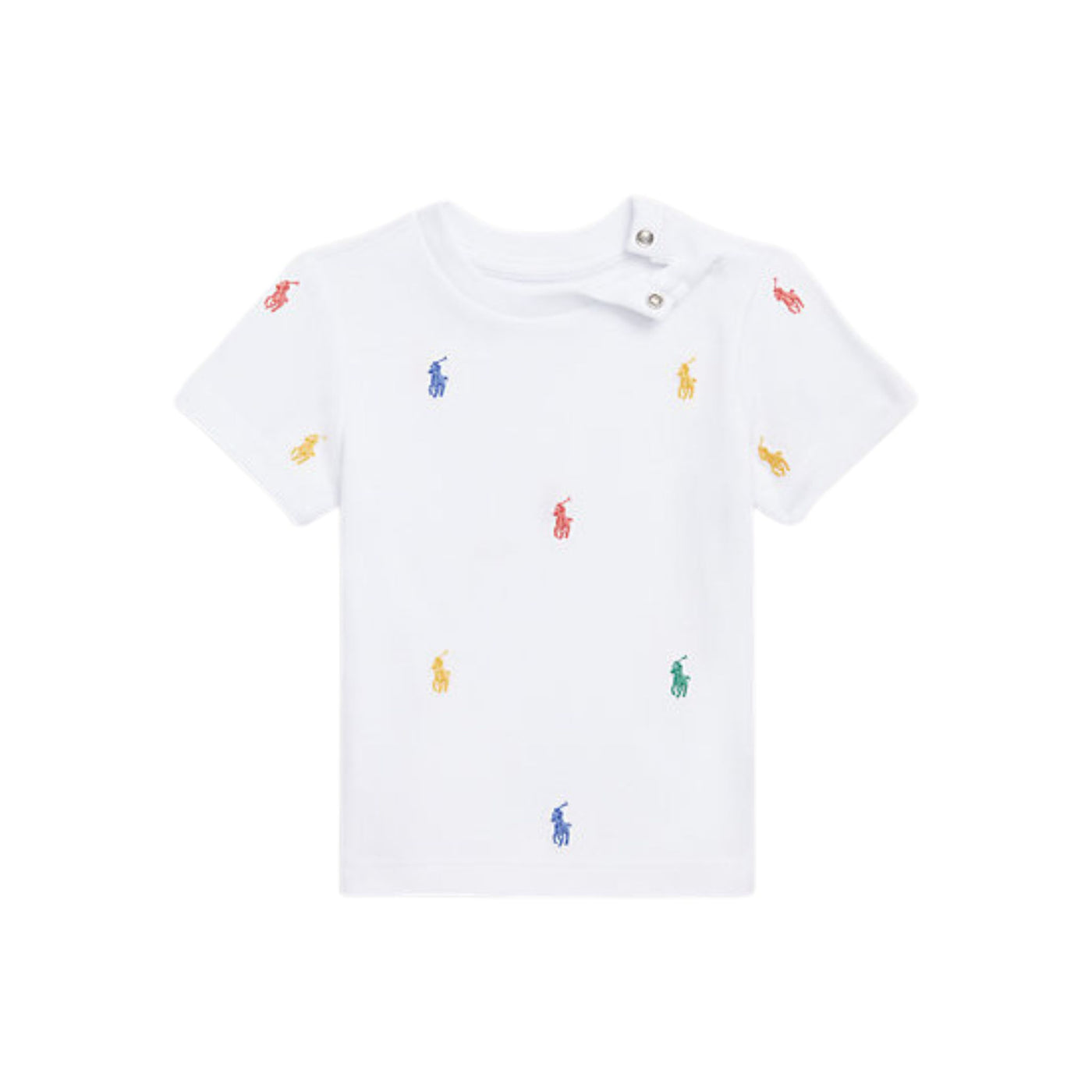 T-shirt neonato bianca firmata Polo Ralph Lauren vista frontale