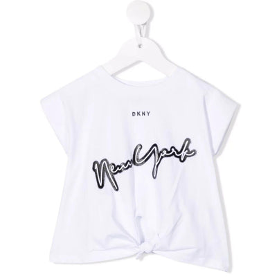 T-shirt bambina Dkny bianca vista frontale