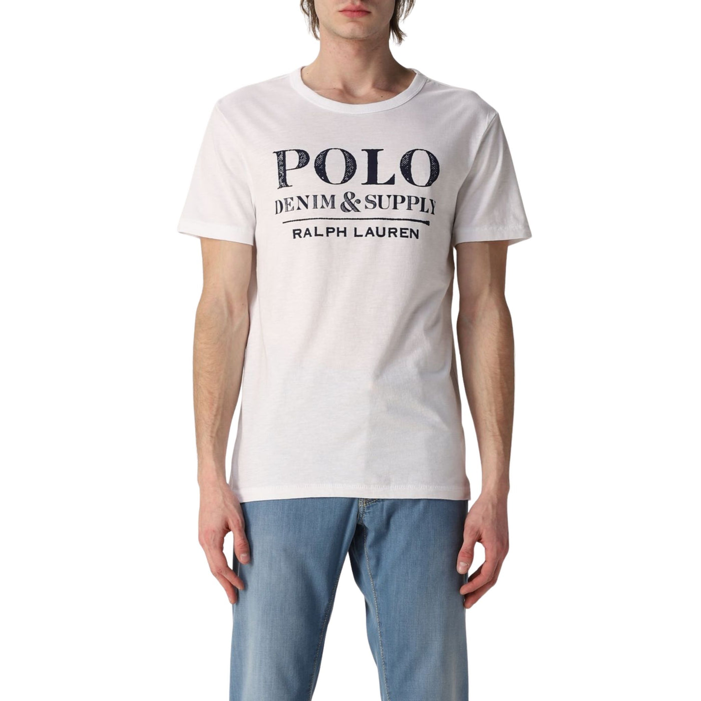 T-shirt uomo bianca Polo Ralph Lauren su modello vista frontale