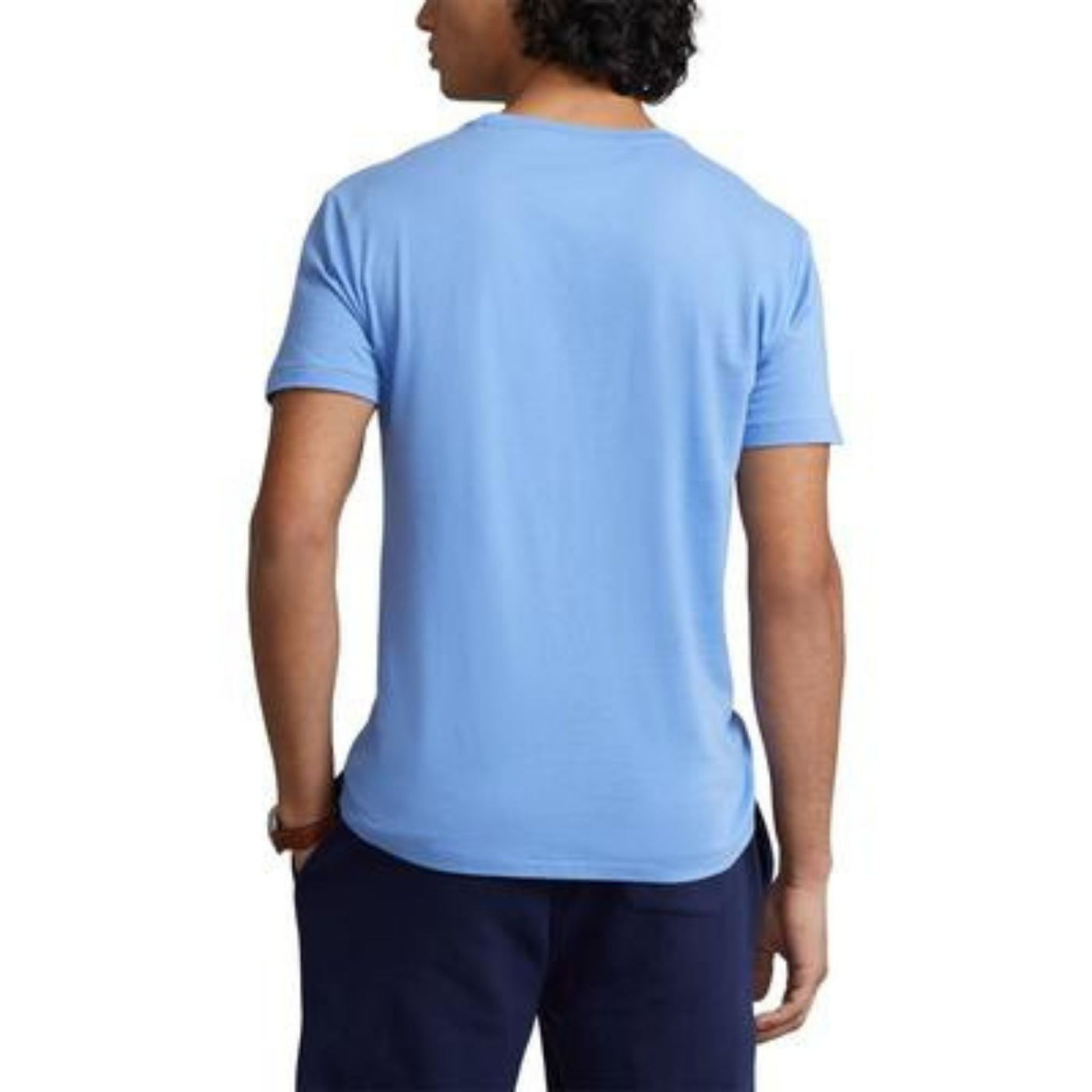 T-shirt uomo celeste Polo Ralph Lauren su modello vista retro