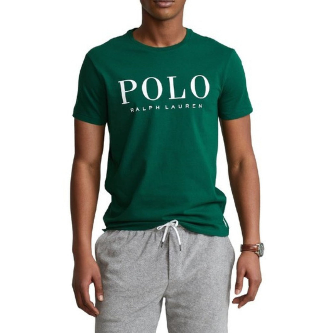T-shirt uomo verde Polo Ralph Lauren su modello vista frontale