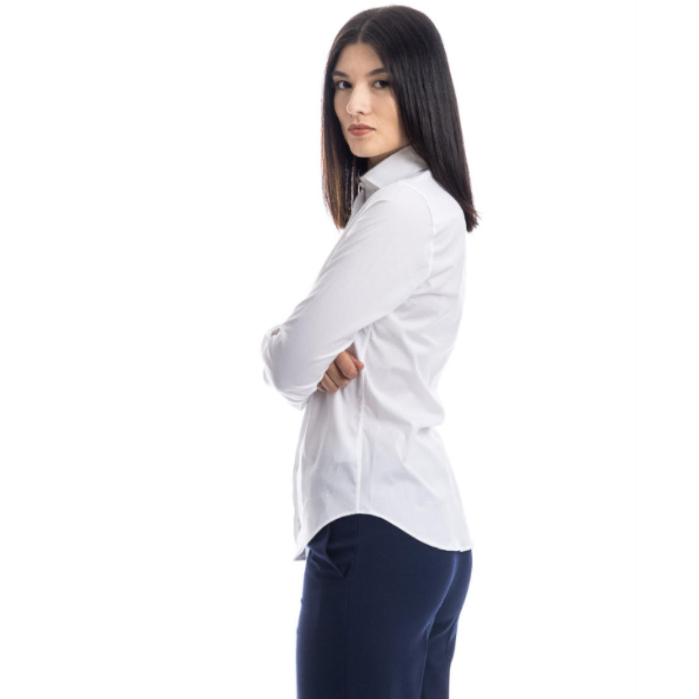 Solid color women's shirt in cotton