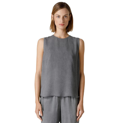 blusa donna seventy in viscosa grigia indossata