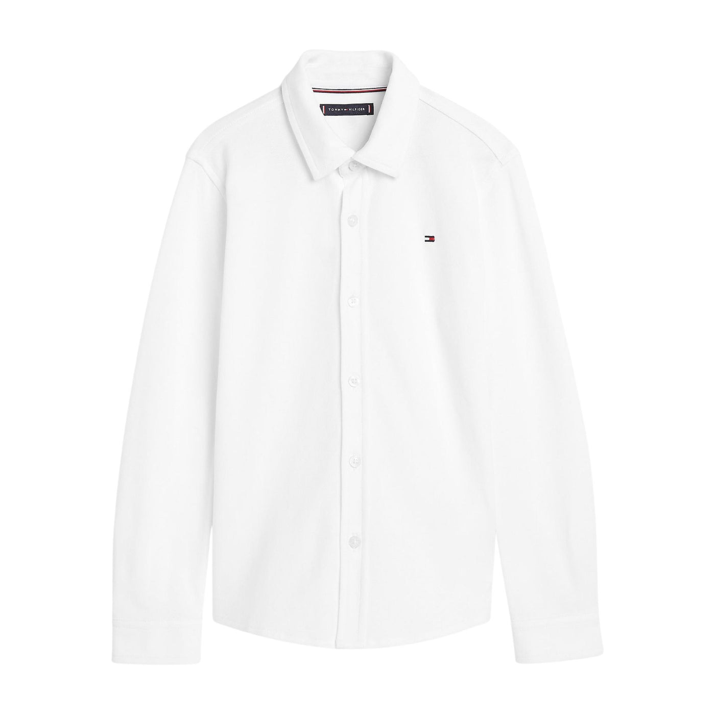 camicia bambino Tommy Hilfiger in cotone stretch bianco