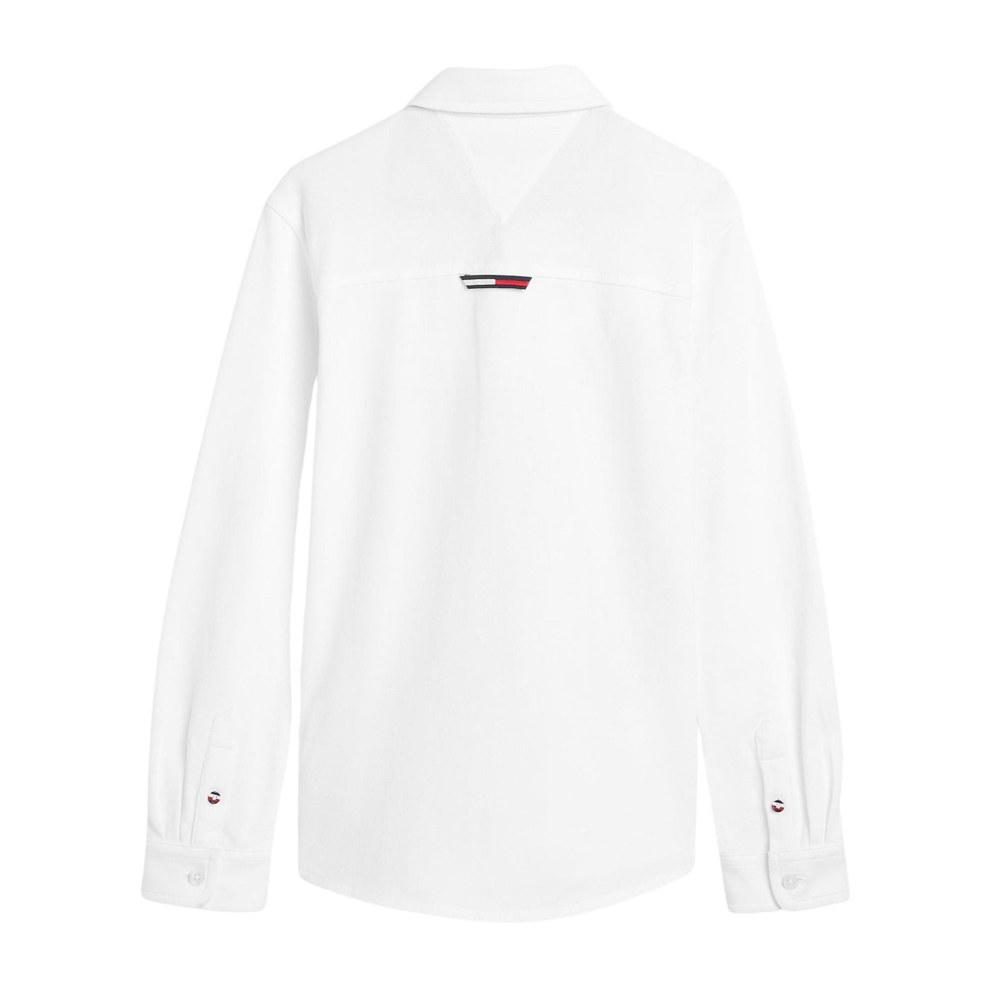 camicia bambino Tommy Hilfiger in cotone stretch bianco retro