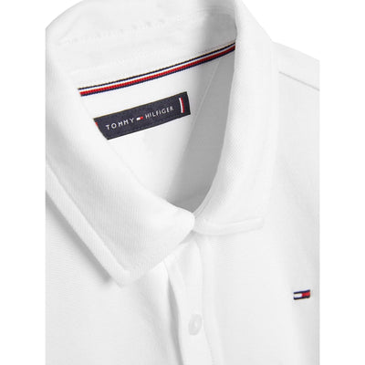 camicia bambino Tommy Hilfiger in cotone stretch bianco dettaglio colletto