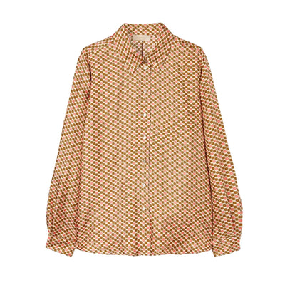 camicia donna momonì in seta stampata rosa