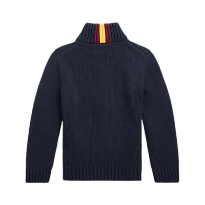 Cardigan Bambino 2-4 anni con collo a lupetto navy retro