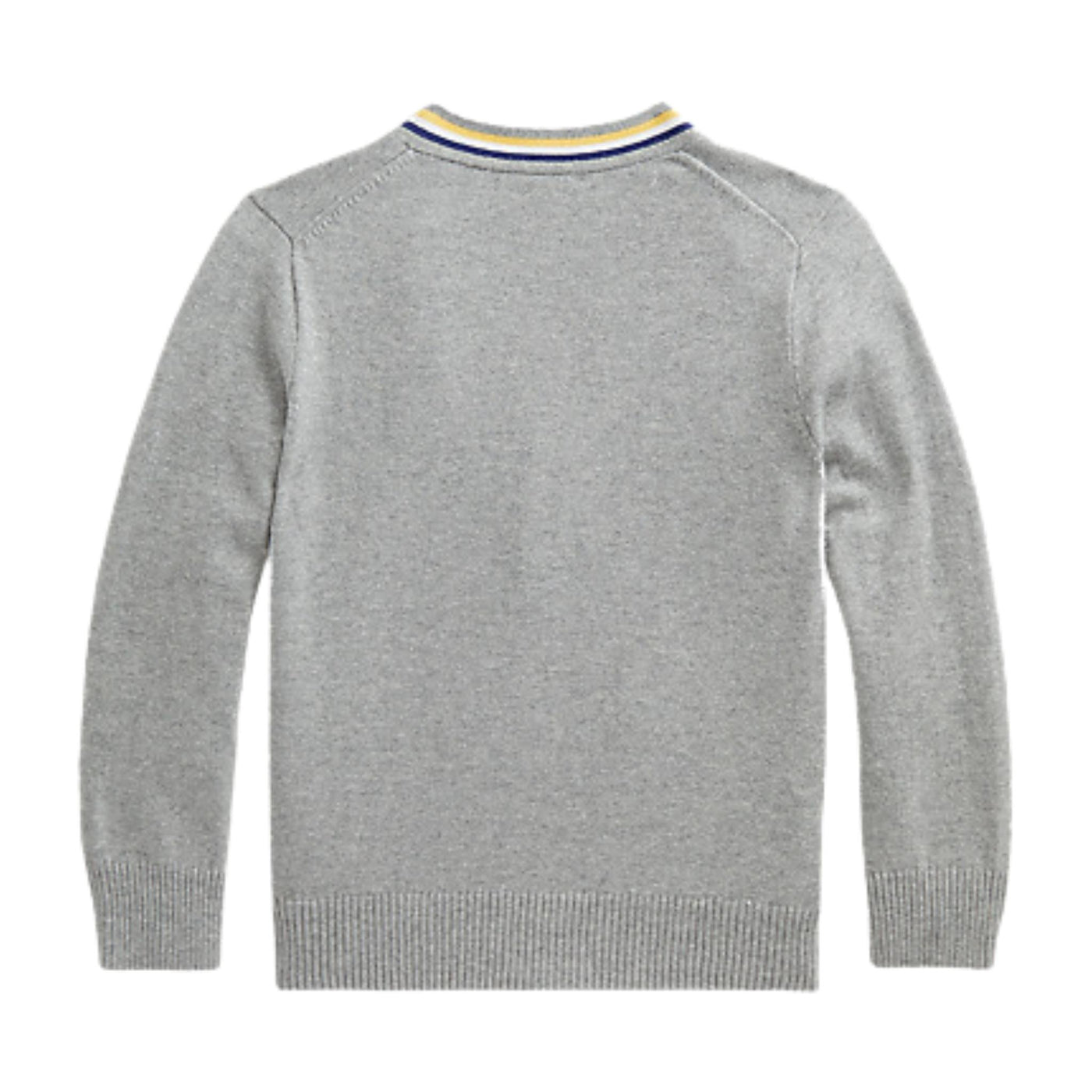 cardigan bambino ralph lauren con finitura a righe grigio retro