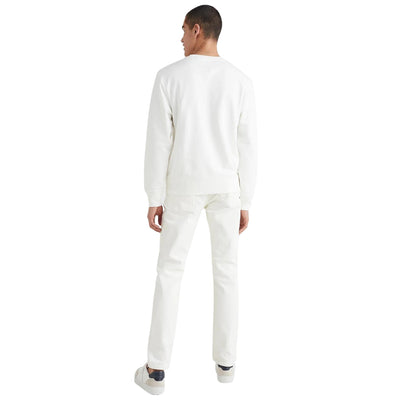 felpa uomo tommy hilfiger in spugna di cotone bianca retro