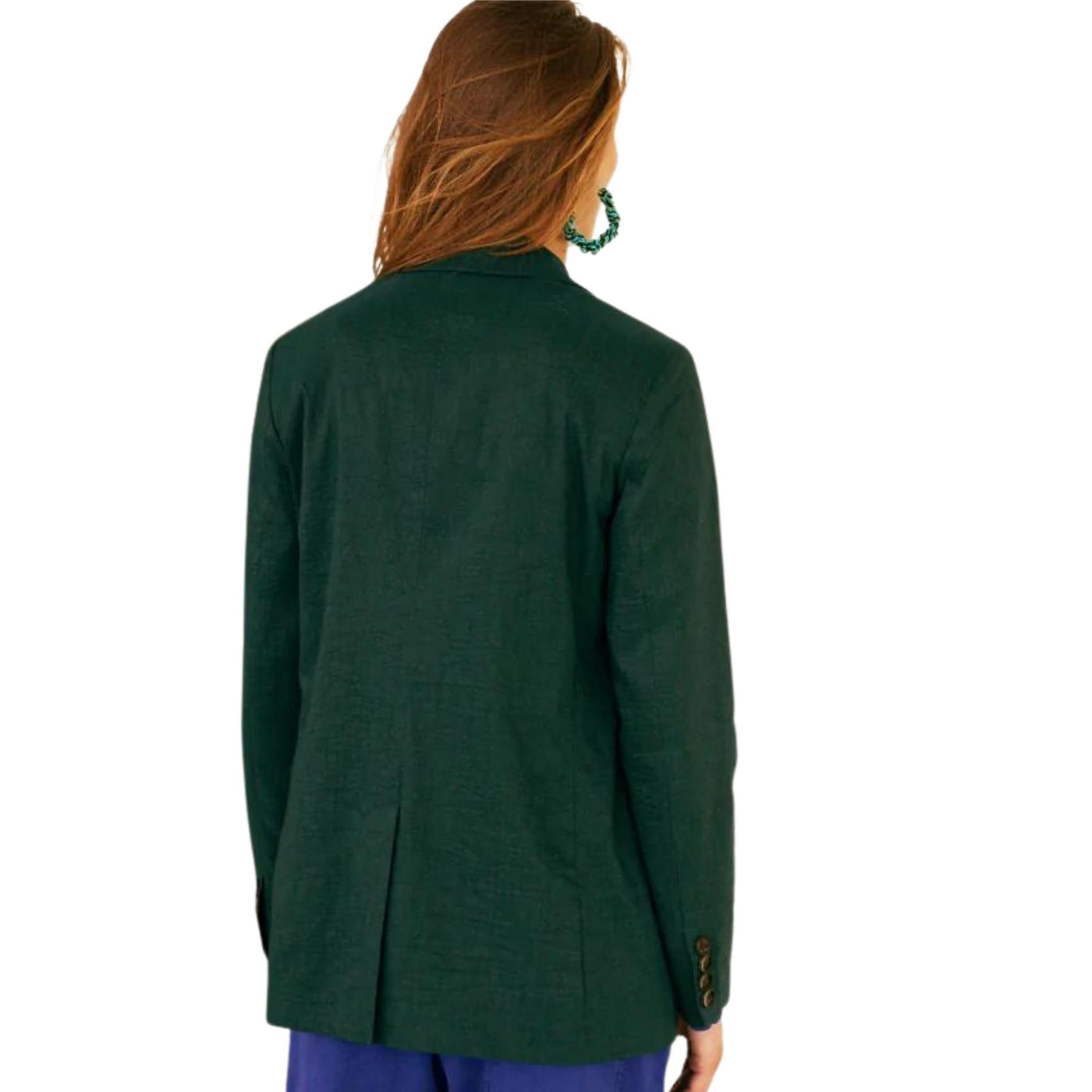 giacca donna momonì taglio semi sartoriale verde retro