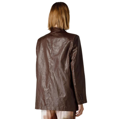 giacca donna seventy in ecopelle taglio maschile retro