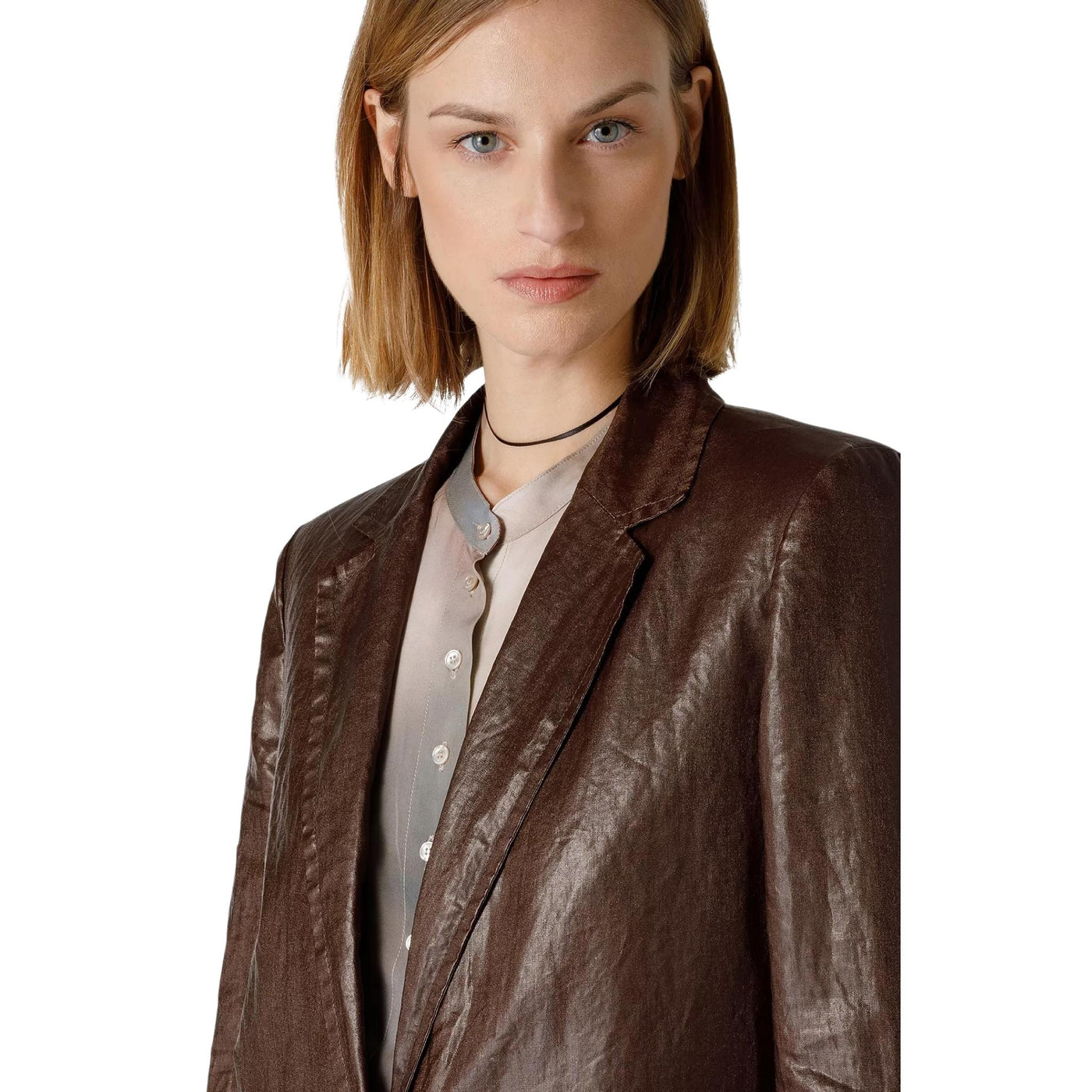 giacca donna seventy in ecopelle taglio maschile dettaglio