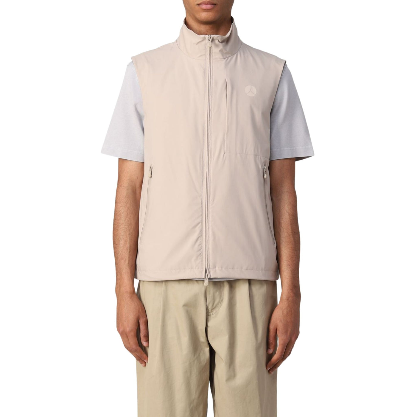 Gilet da uomo firmato People of Shibuya in tinta unita con chiusura zip a doppio cursore. 