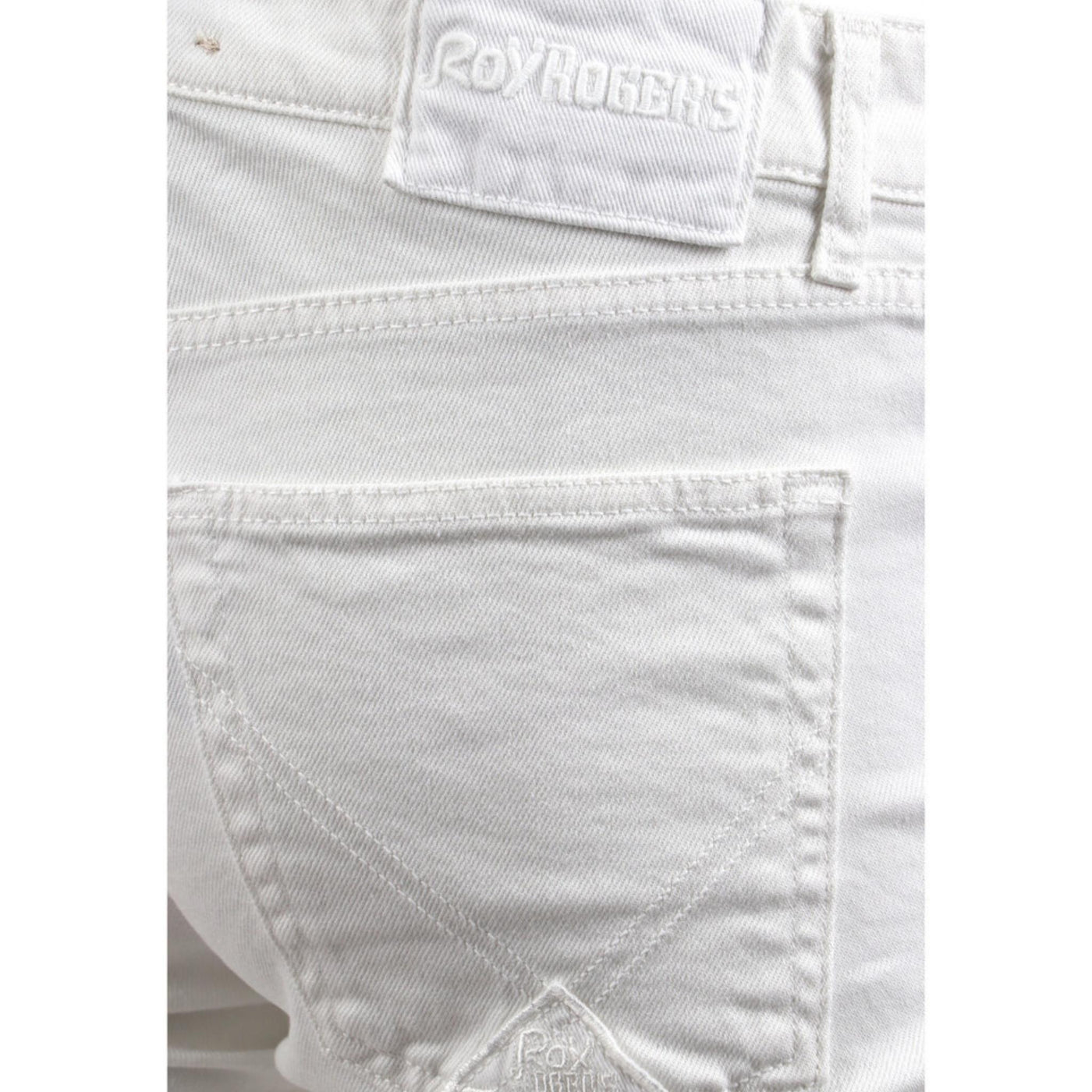 jeans roy roger's uomo cotone con cerniera e bottone bianco dettaglio