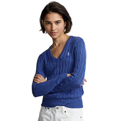 Maglione Donna a trecce con scollo a V