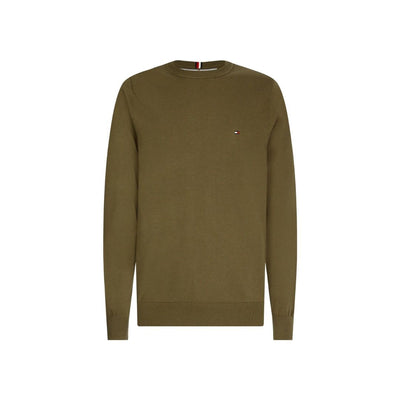 Solid color men's sweater with logo on the front