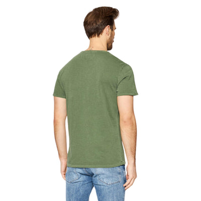 Men's solid color vintage effect t-shirt with pocket
