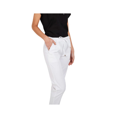 Women's elastic trousers in solid color
