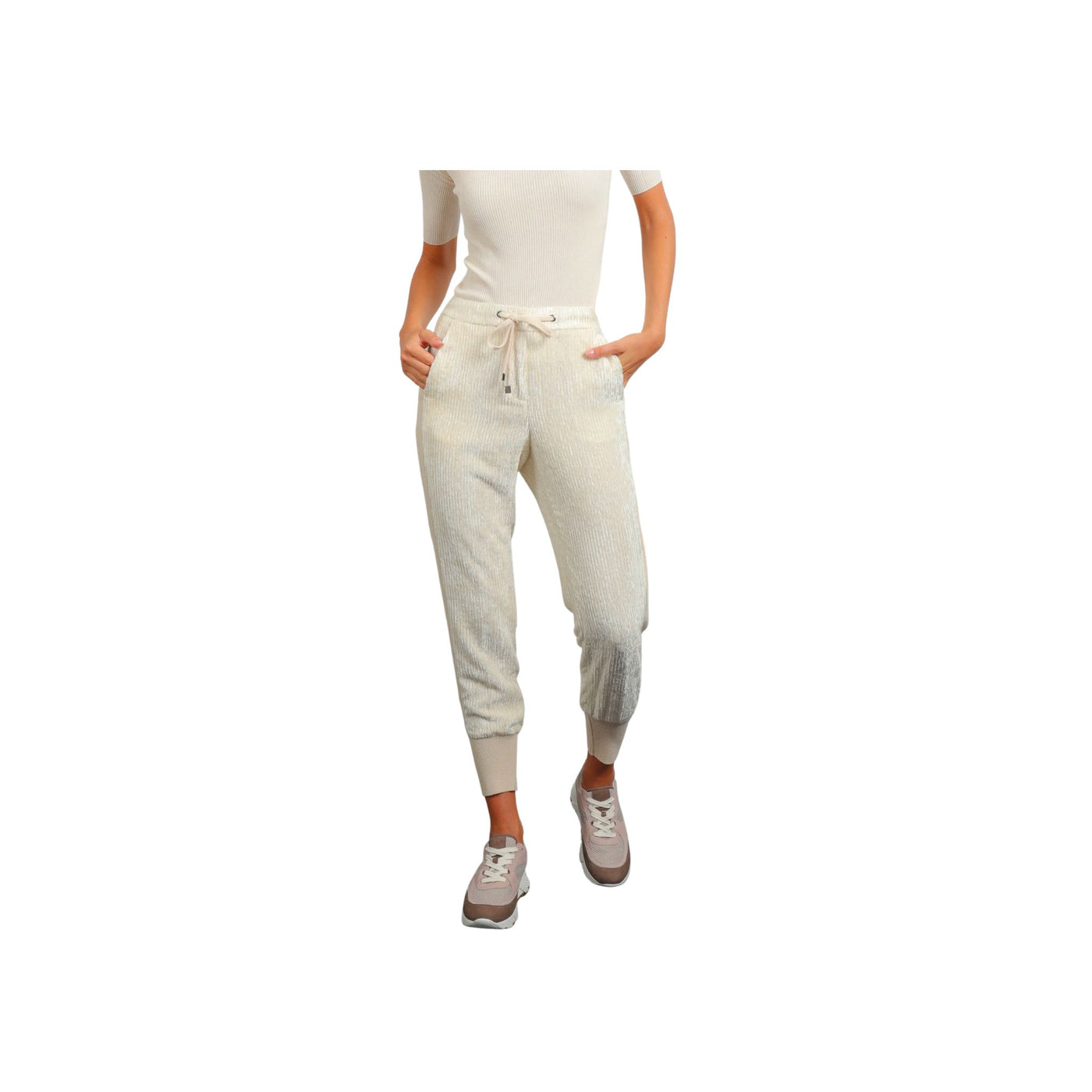 Pantalone Donna in velluto con coulisse