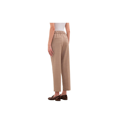 Women's trousers in wool canvas with satin drawstring