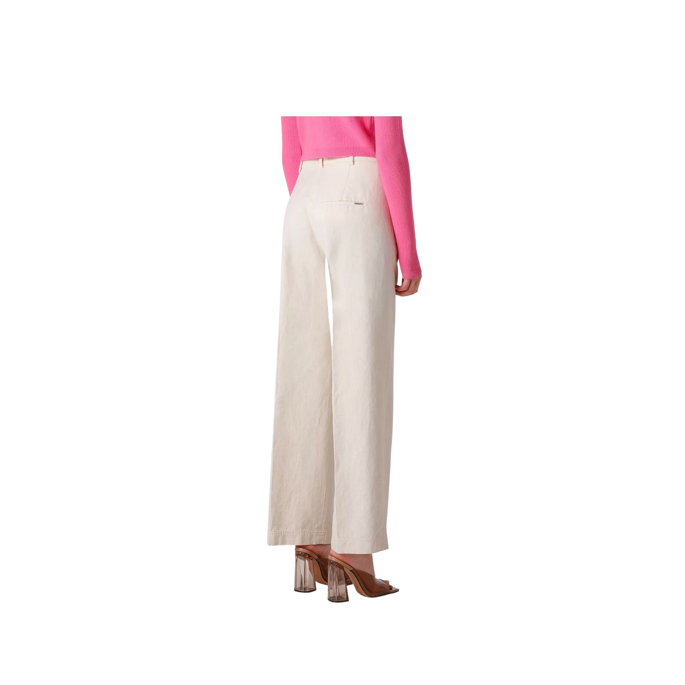 High-waisted women's trousers in malfilè fabric