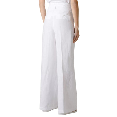 pantaloni donna seventy a palazzo in lino lavato bianco retro
