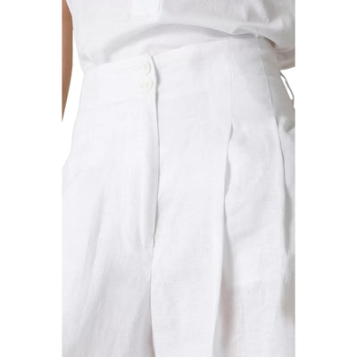 pantaloni donna seventy a palazzo in lino lavato bianco dettaglio