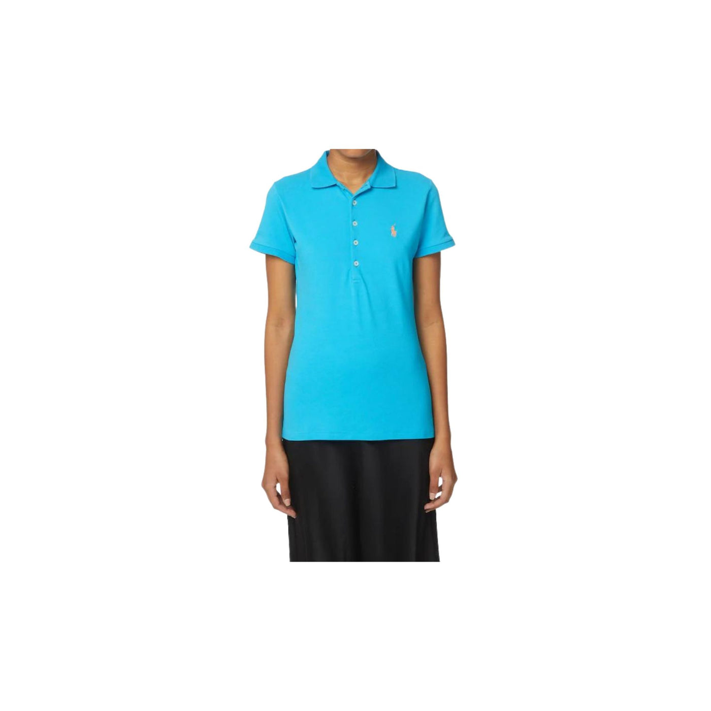 Women's polo shirt in solid color with logo embroidered on the chest