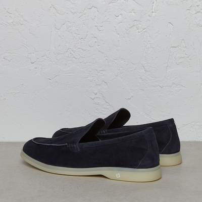 Mocassino da uomo blu navy firmato Lardini vista retro