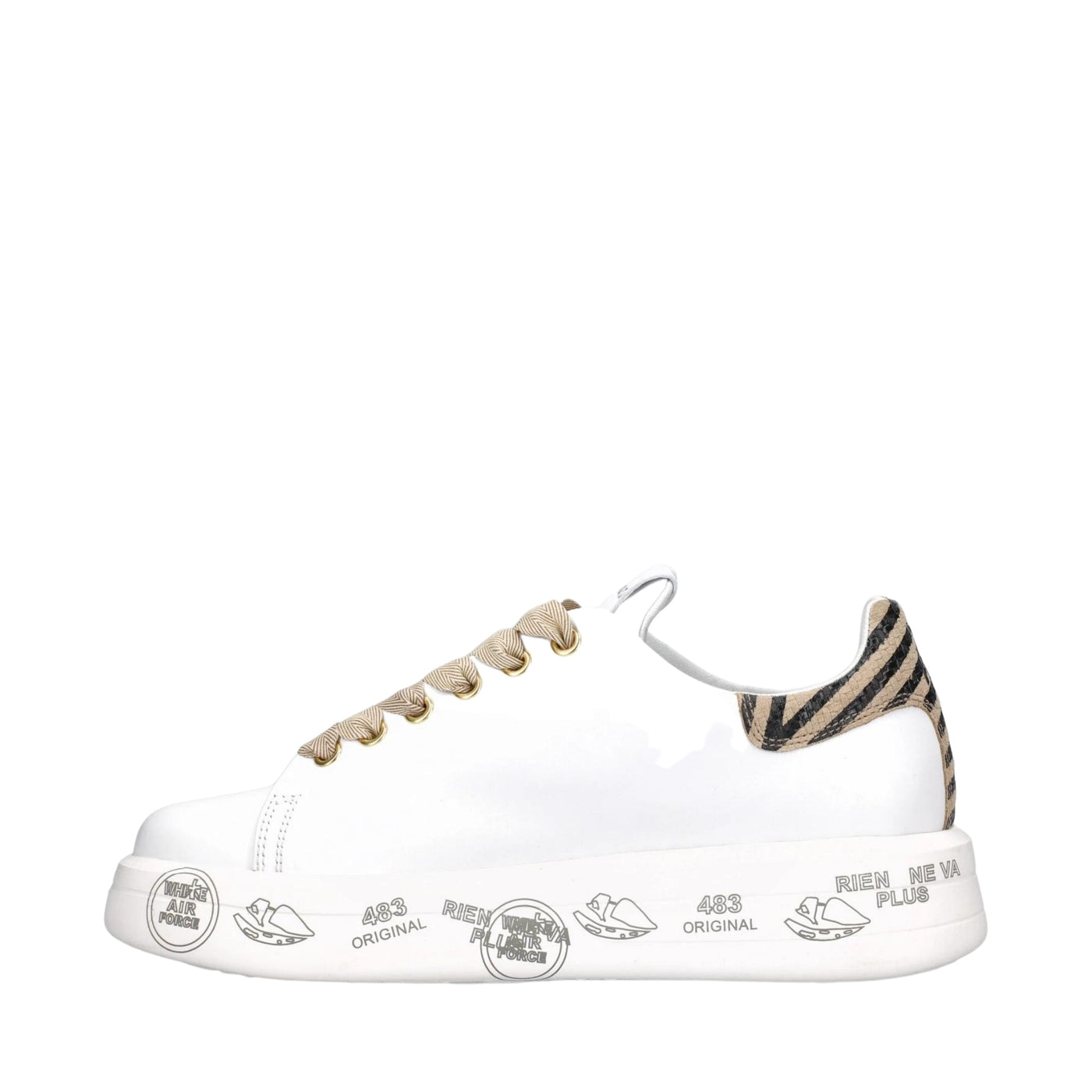 sneakers belle premiata pelle zebrata bianco