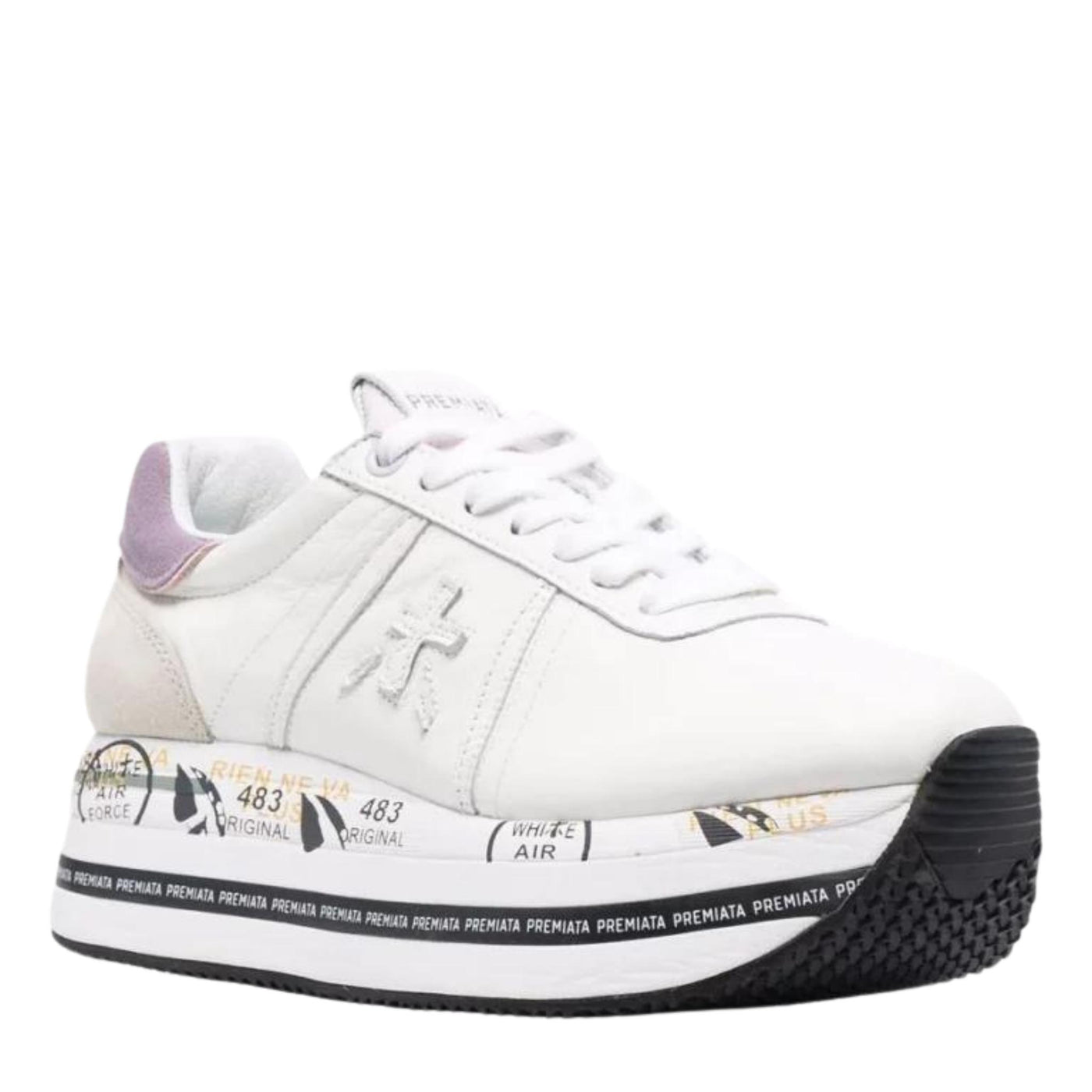 sneakers premiata beth bianco con tallone contrasto laterale