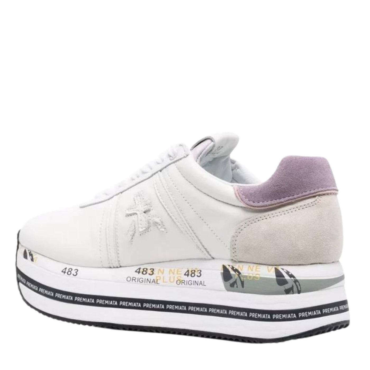 sneakers premiata beth bianco con tallone contrasto retro