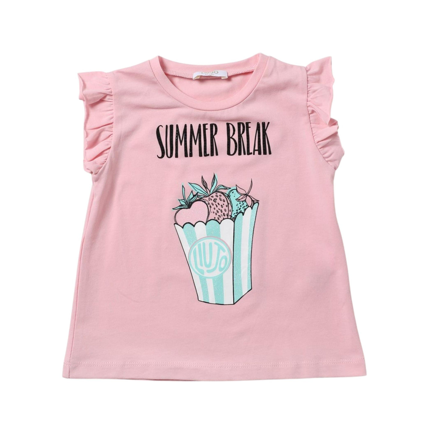 t-shirt bambina liujo con scritta summer break