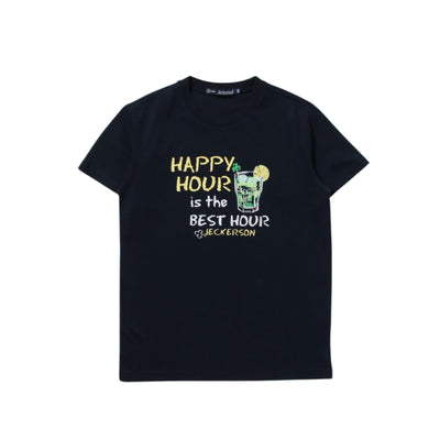 t-shirt bambino jeckerson con stampa happy hour blu