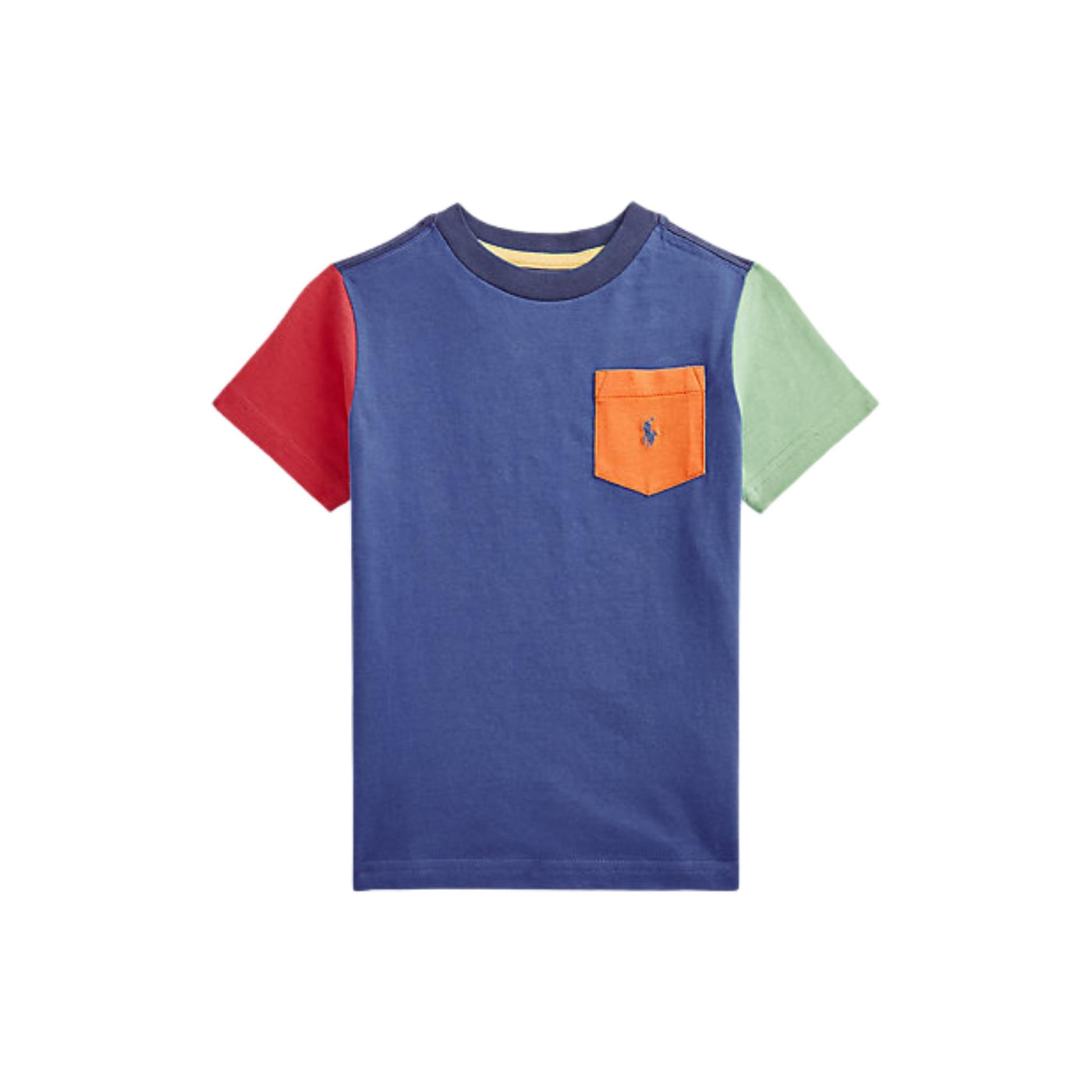 t-shirt bambino ralph lauren blocchi colore con taschino