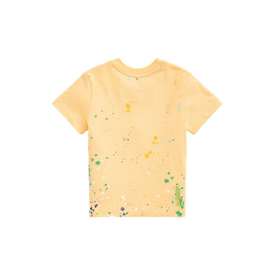 t-shirt bambino ralph lauren casual orso schizzi giallo retro