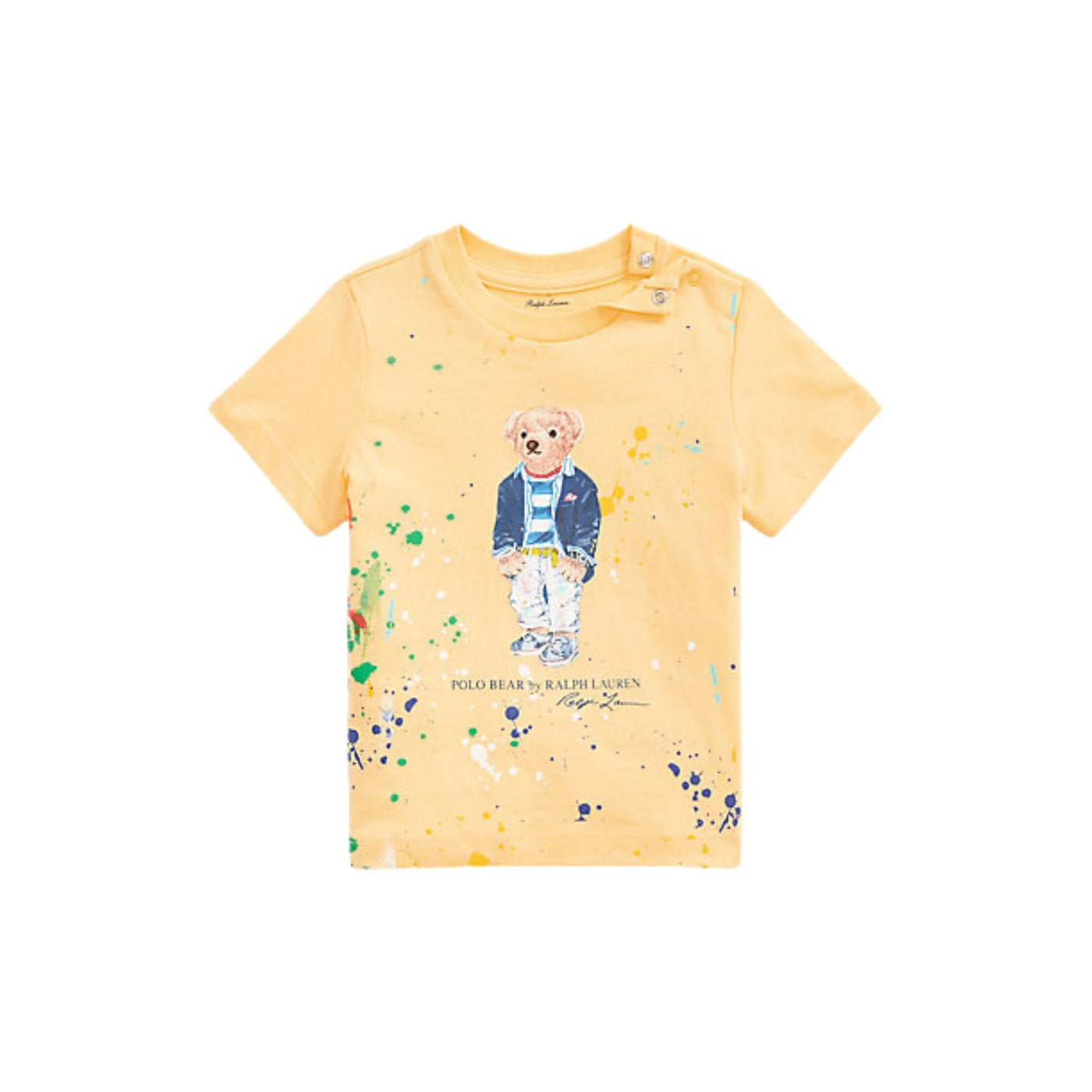 t-shirt bambino ralph lauren casual orso schizzi giallo