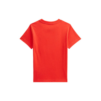 t-shirt bambino ralph lauren jersey di cotone rosso retro