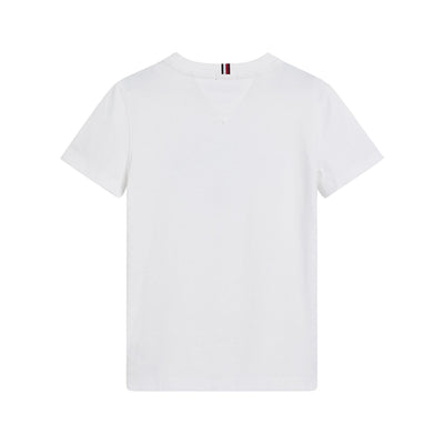 t-shirt bambino tommy hilfiger maxi logo frontale bianca retro