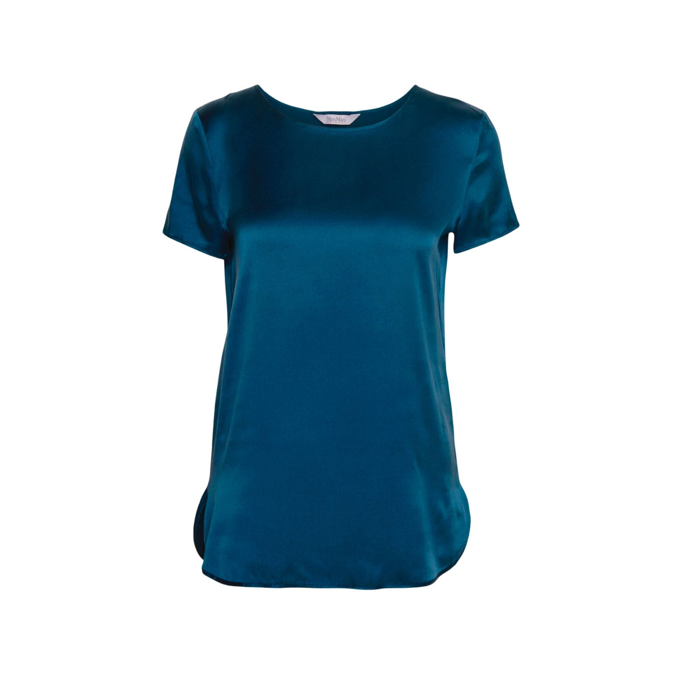 Glossy women's t-shirt with regular fit round neckline