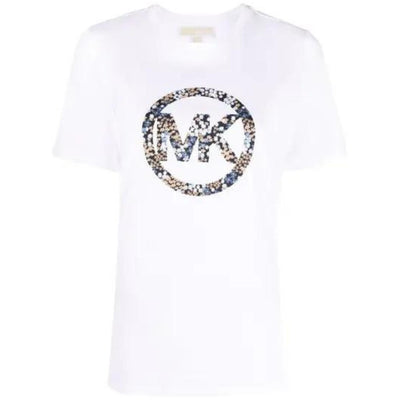 t-shirt donna michael kors con logo con stampa floreale bianco