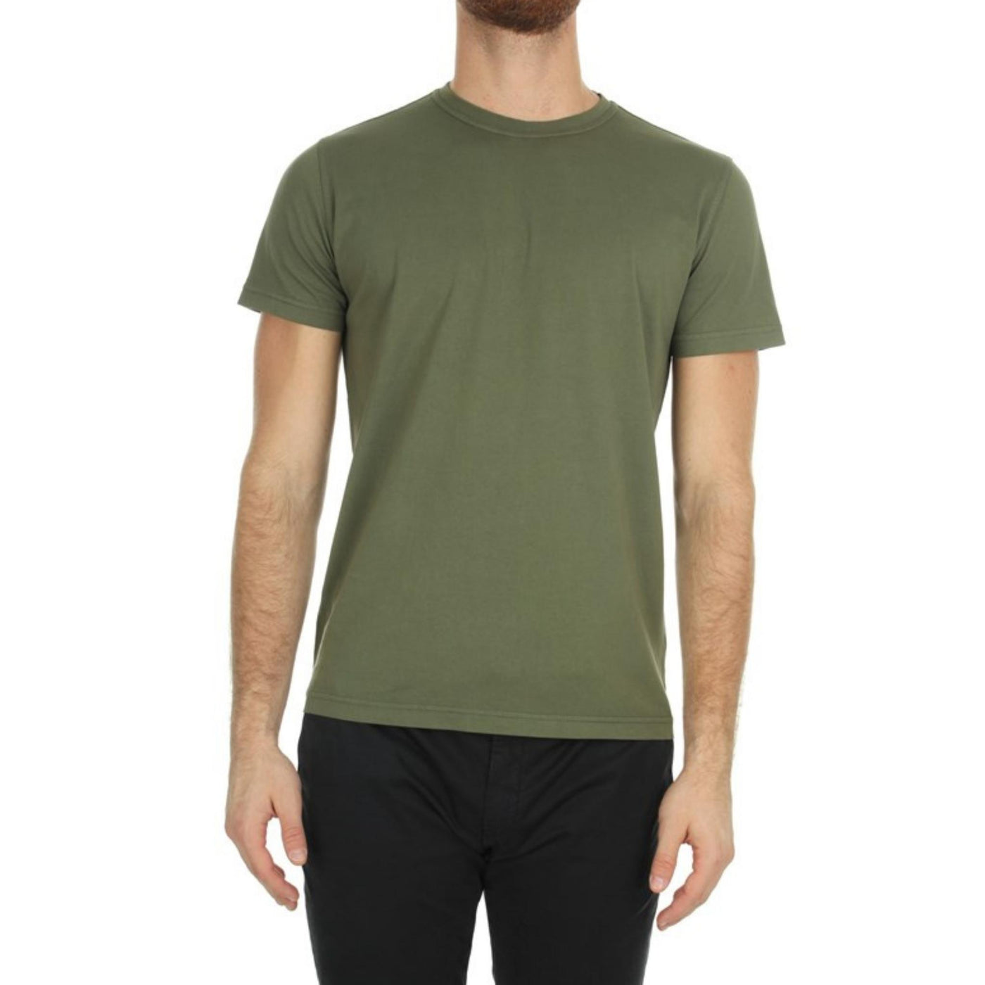 t-shirt uomo blker girocollo verde indossata