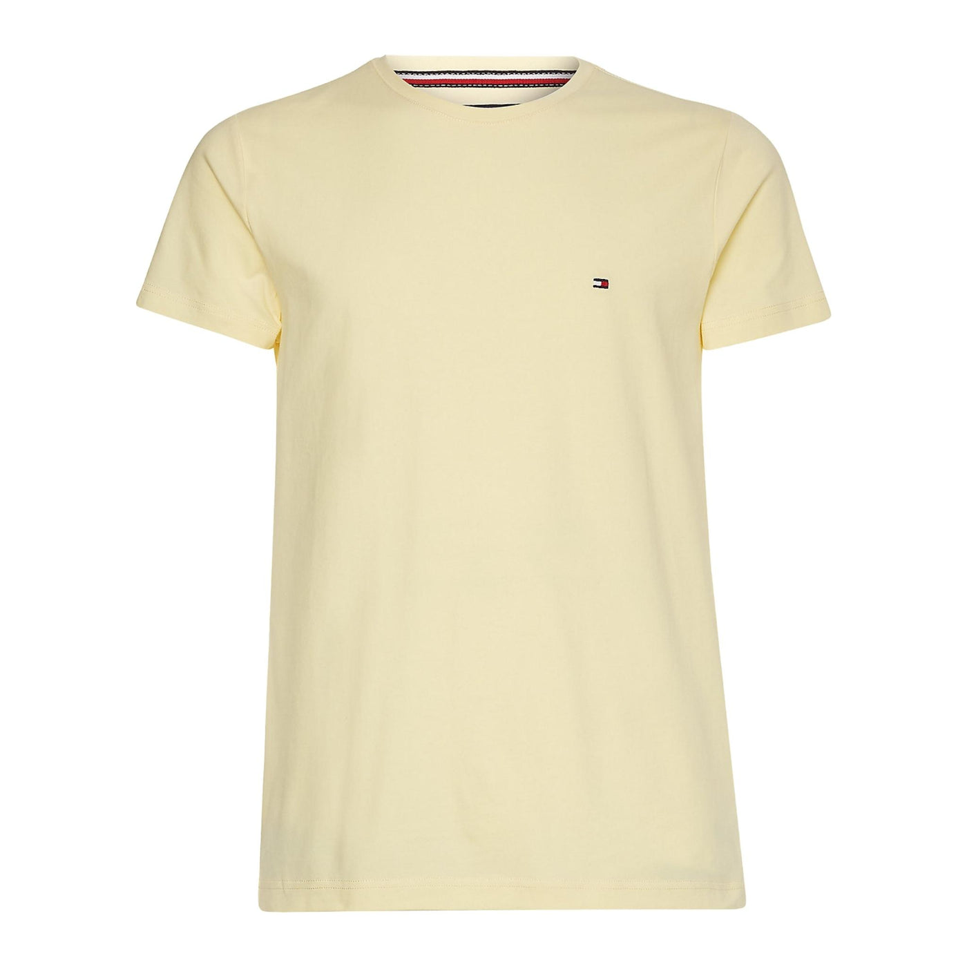 t-shirt uomo tommy hilfiger aderente in cotone biologico giallo
