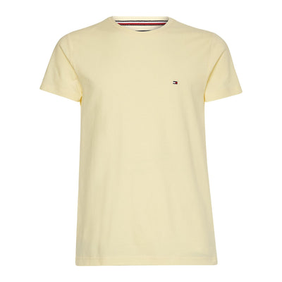 t-shirt uomo tommy hilfiger aderente in cotone biologico giallo