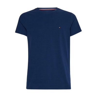 t-shirt uomo tommy hilfiger aderente in cotone biologico indaco
