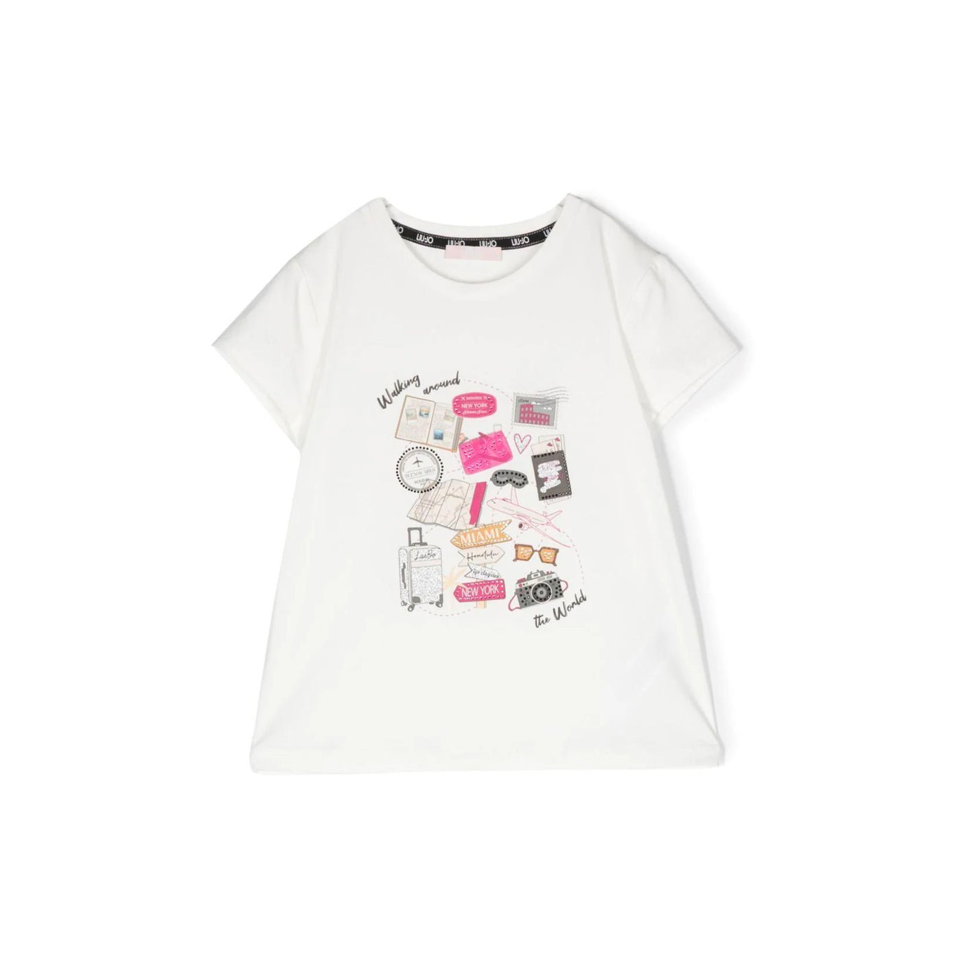 T-shirt bambina con fantasia "viaggio"