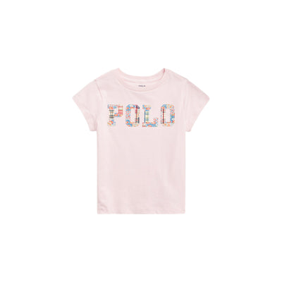 Girl's T-shirt with floral Polo writing